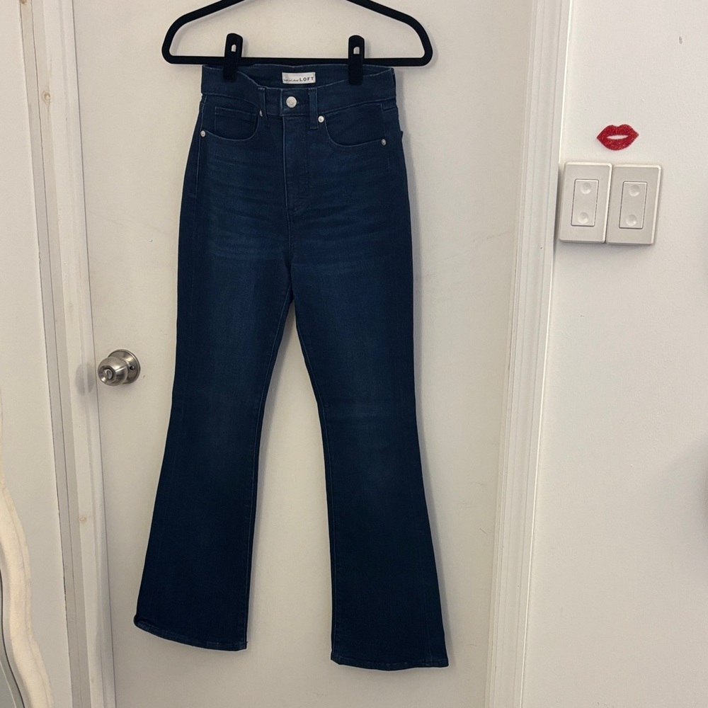 LOFT Dark Blue High-Rise Flare Jeans